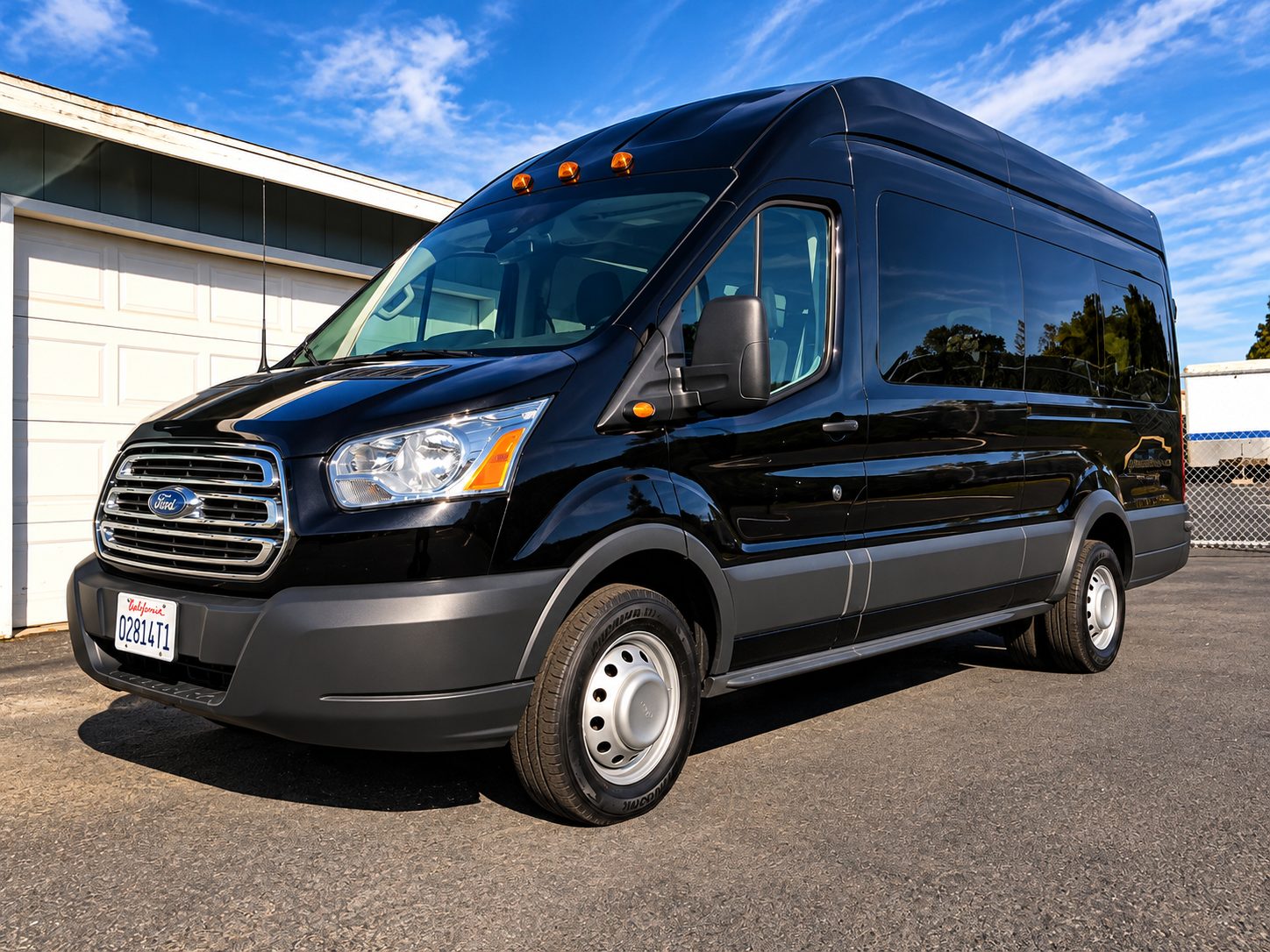 Limo coach interior with leather seating