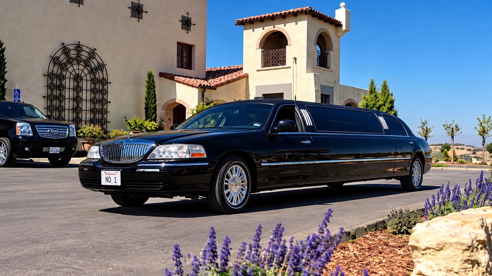 Limo coach interior with leather seating